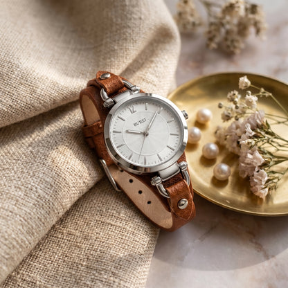 BUREI Vintage Horseshoe Leather Watch