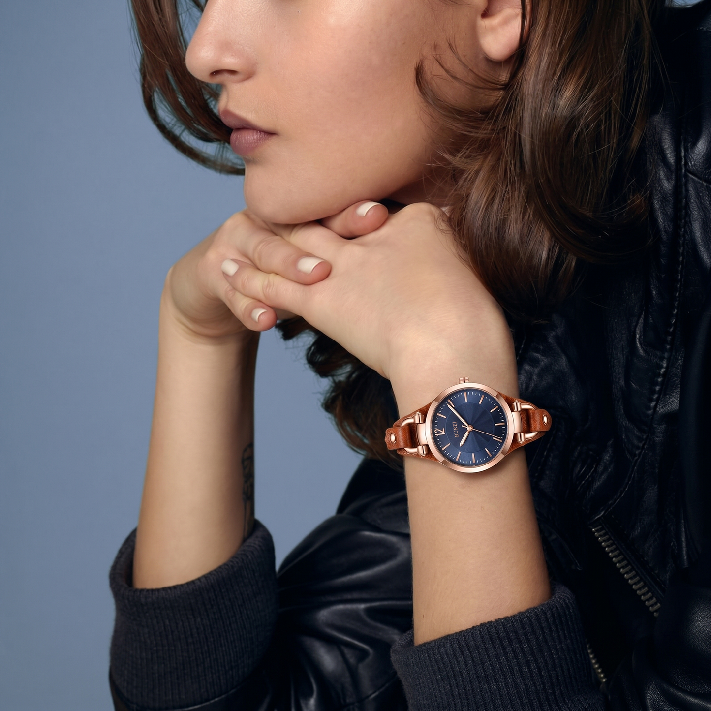 BUREI Vintage Horseshoe Leather Watch