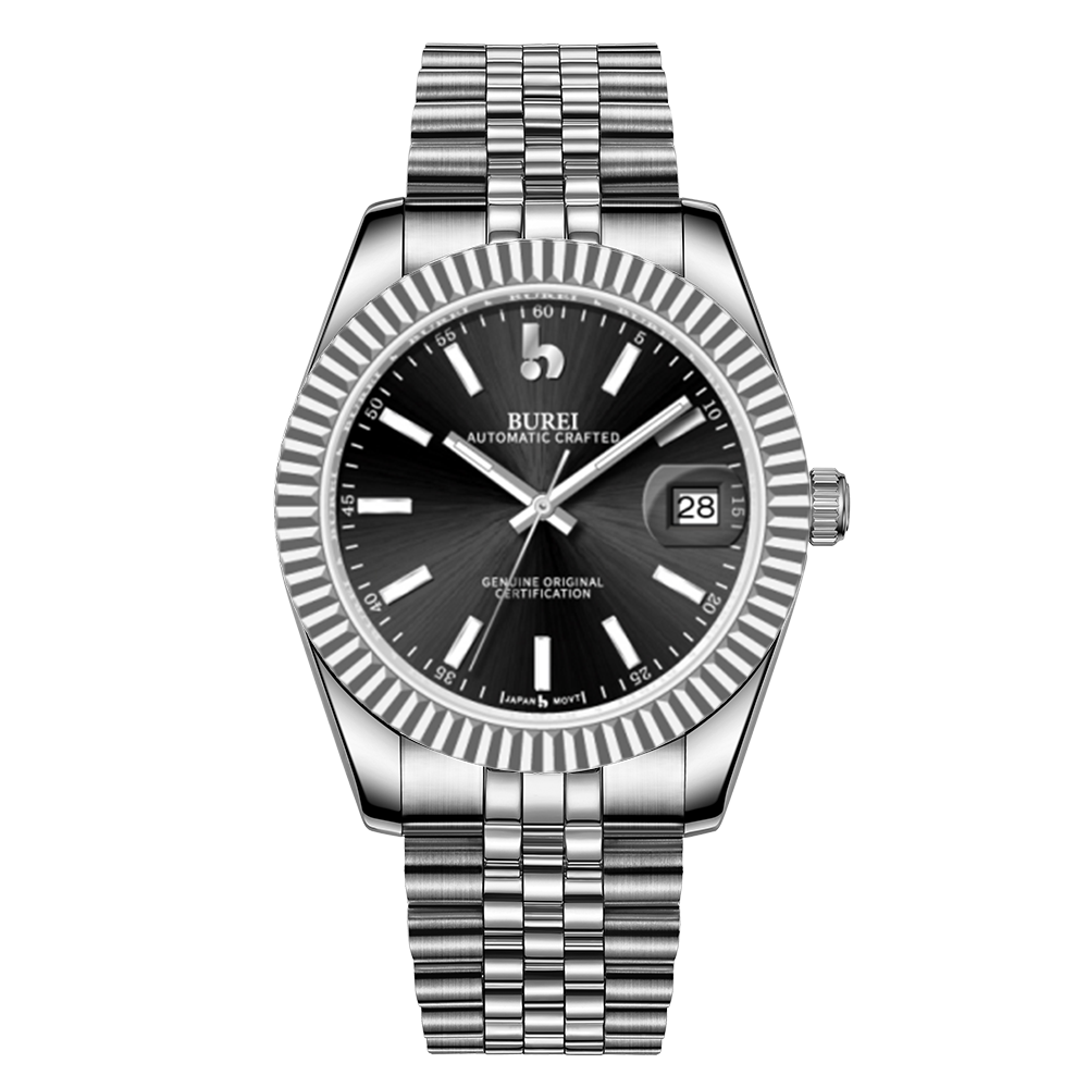 BUREI  Luxury Automatic Watch 36mm, Fashion Waterproof Mechanical Watch, Adjustable Stainless Steel Two Tone Strap