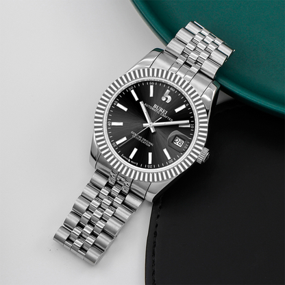 BUREI  Luxury Automatic Watch 36mm, Fashion Waterproof Mechanical Watch, Adjustable Stainless Steel Two Tone Strap