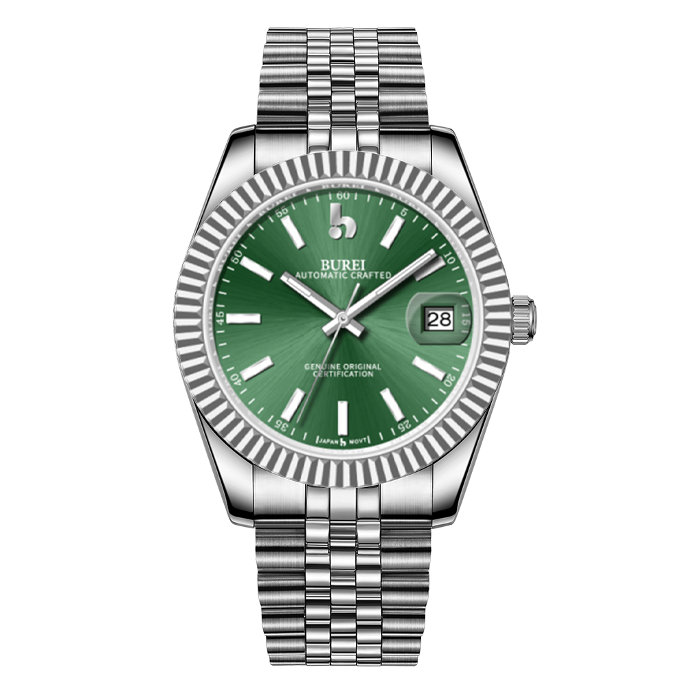 BUREI  Luxury Automatic Watch 36mm, Fashion Waterproof Mechanical Watch, Adjustable Stainless Steel Two Tone Strap