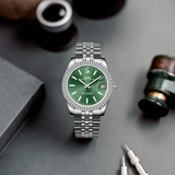 BUREI  Luxury Automatic Watch 36mm, Fashion Waterproof Mechanical Watch, Adjustable Stainless Steel Two Tone Strap