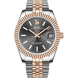 BUREI Men's Luxury Automatic Watch Fashion Waterproof Mechanical Watch, Adjustable Stainless Steel Two Tone Strap,Gift for Men