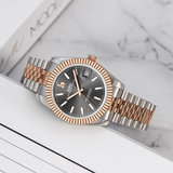 BUREI  Luxury Automatic Watch 36mm, Fashion Waterproof Mechanical Watch, Adjustable Stainless Steel Two Tone Strap