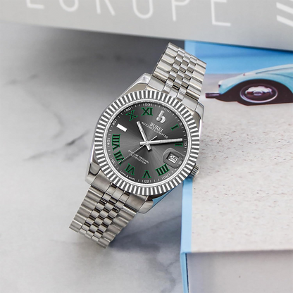 BUREI Luxury Automatic Watch 36mm, Fashion Waterproof Mechanical Watch, Adjustable Stainless Steel Two Tone Strap