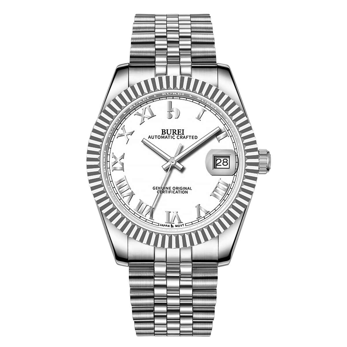 BUREI Luxury Automatic Watch 36mm, Fashion Waterproof Mechanical Watch, Adjustable Stainless Steel Two Tone Strap