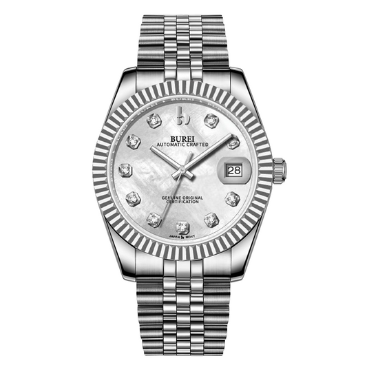 BUREI Luxury Automatic Watch 36mm, Fashion Waterproof Mechanical Watch, Adjustable Stainless Steel Two Tone Strap