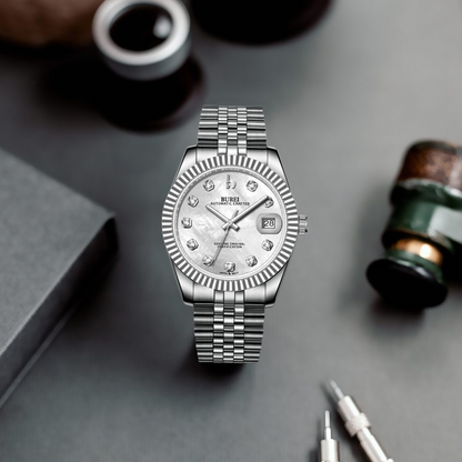 BUREI Luxury Automatic Watch 36mm, Fashion Waterproof Mechanical Watch, Adjustable Stainless Steel Two Tone Strap