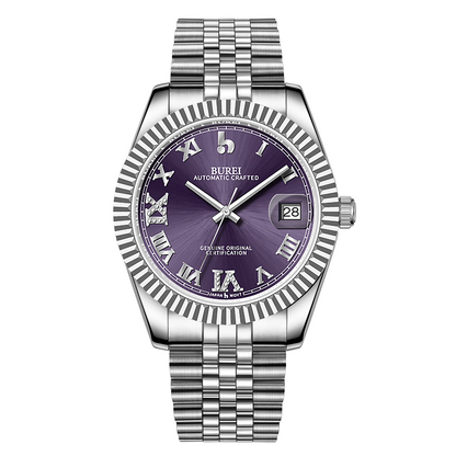 BUREI Luxury Automatic Watch 36mm, Fashion Waterproof Mechanical Watch, Adjustable Stainless Steel Two Tone Strap