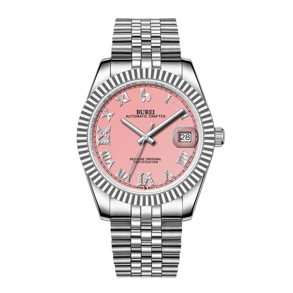 BUREI Luxury Automatic Watch 36mm, Fashion Waterproof Mechanical Watch, Adjustable Stainless Steel Two Tone Strap