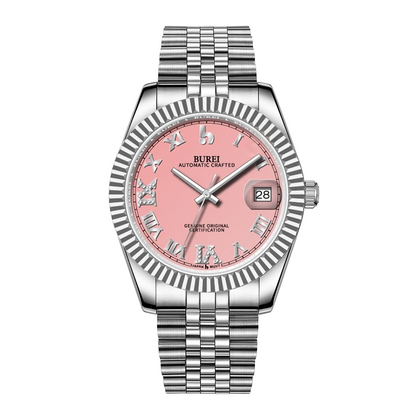 BUREI Luxury Automatic Watch 36mm, Fashion Waterproof Mechanical Watch, Adjustable Stainless Steel Two Tone Strap