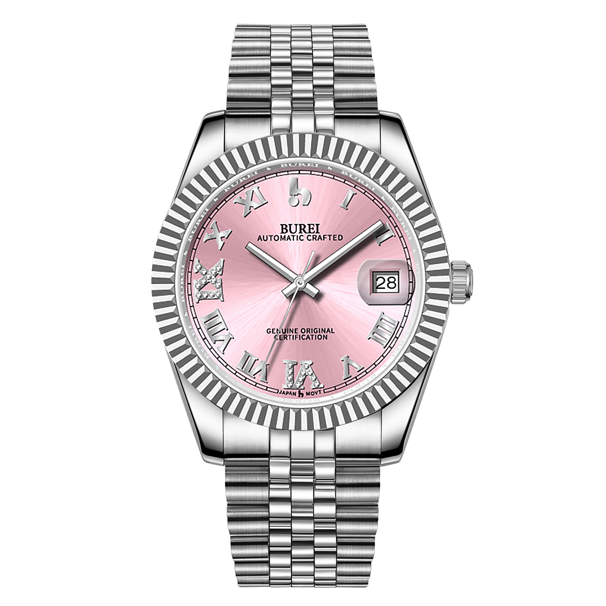BUREI Luxury Automatic Watch 36mm, Fashion Waterproof Mechanical Watch, Adjustable Stainless Steel Two Tone Strap