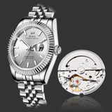 BUREI Men's Automatic Watch Analog Dial with Date Window Sapphire Crystal Stainless Steel Band and Case