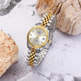 BUREI Women Watch Business Women Watches with Day DateAnalog Quartz Watch for Ladies Silver Gold Stainless Steel Bracelet Watch Fashion Ladies Watches Small Face Diamond Watch Waterproof