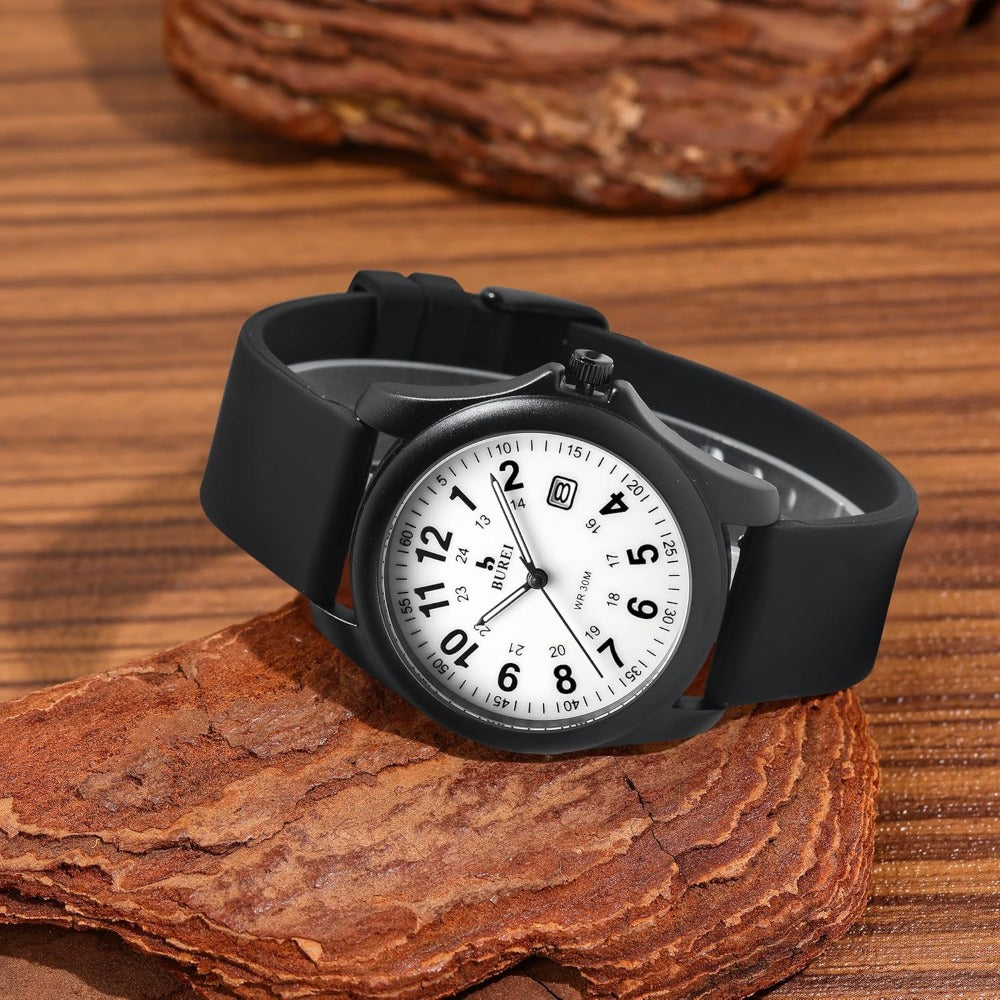 BUREI Men's Watch, Military-Style Watch with Date Display, Waterproof, Outdoor Sports, Gift for Men