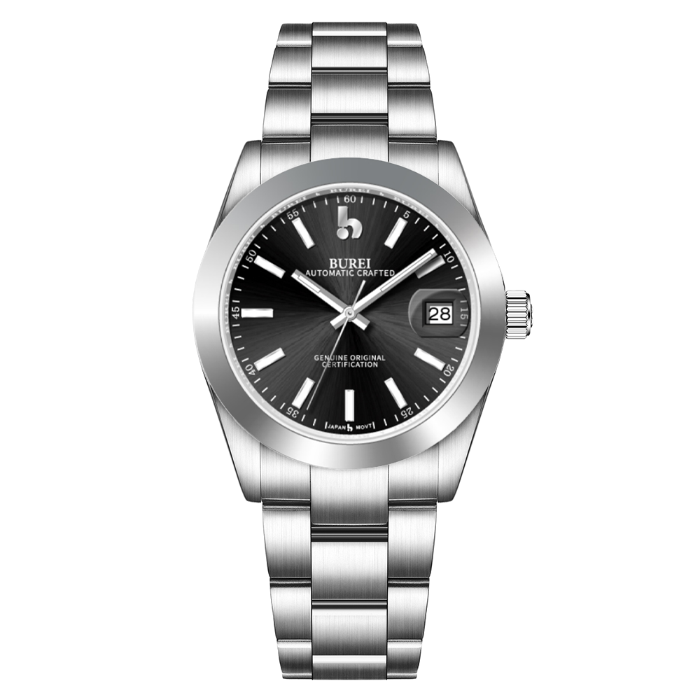 BUREI Luxury Automatic Watch 36mm, Fashion Waterproof Mechanical Watch, Adjustable Stainless Steel Two Tone Strap