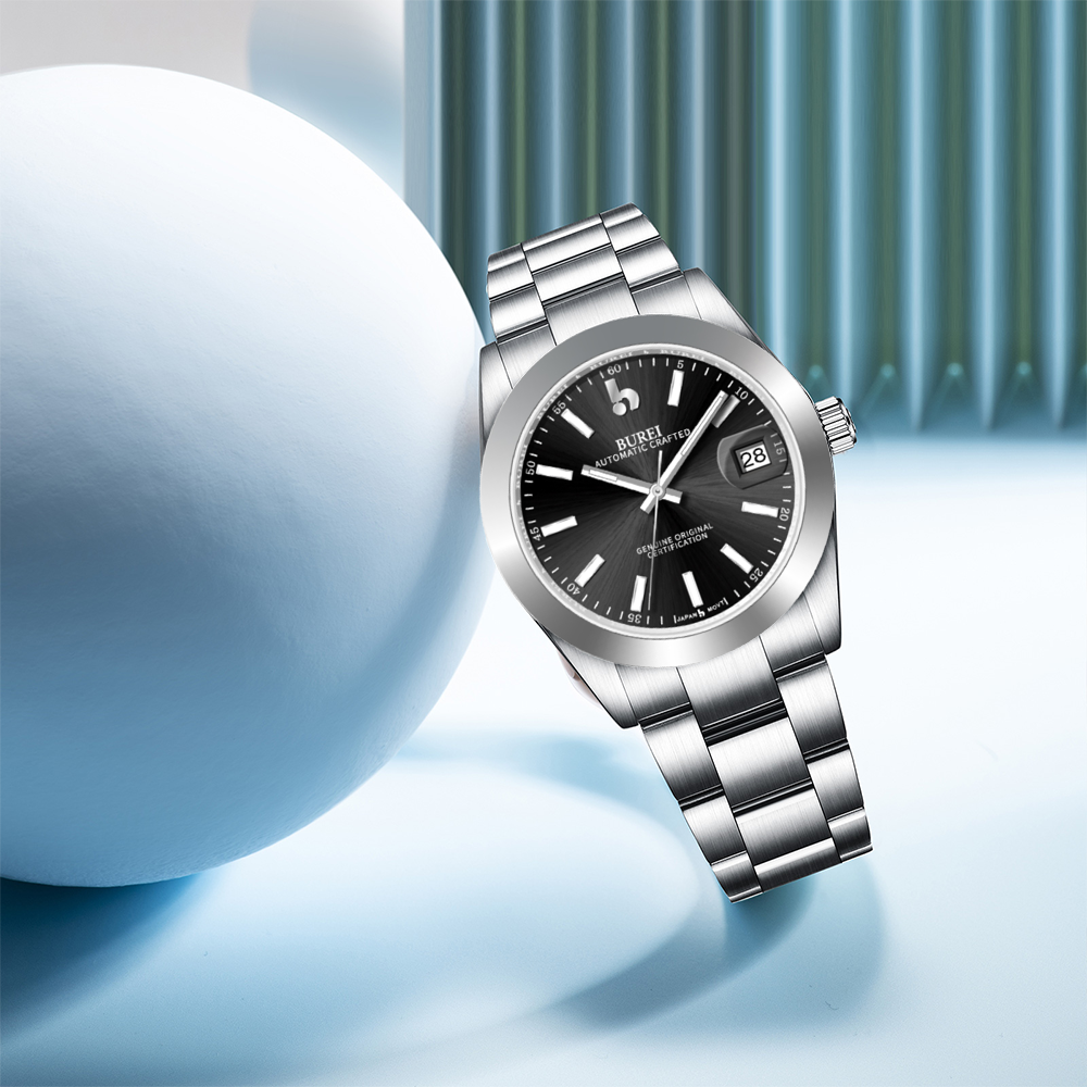 BUREI Luxury Automatic Watch 36mm, Fashion Waterproof Mechanical Watch, Adjustable Stainless Steel Two Tone Strap