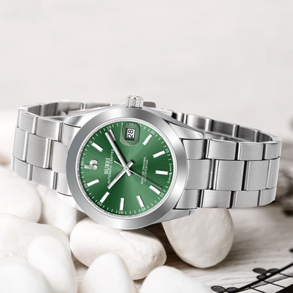 BUREI Luxury Automatic Watch 36mm, Fashion Waterproof Mechanical Watch, Adjustable Stainless Steel Two Tone Strap