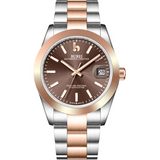 BUREI Men's Luxury Automatic Watch Fashion Waterproof Mechanical Watch, Adjustable Stainless Steel Two Tone Strap,Gift for Men