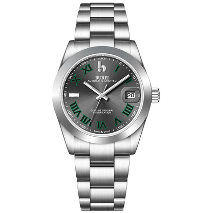 BUREI Luxury Automatic Watch 36mm, Fashion Waterproof Mechanical Watch, Adjustable Stainless Steel Two Tone Strap