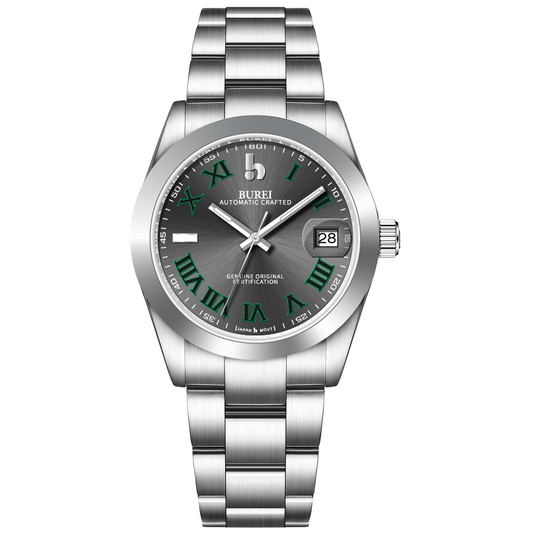 BUREI Luxury Automatic Watch 36mm, Fashion Waterproof Mechanical Watch, Adjustable Stainless Steel Two Tone Strap