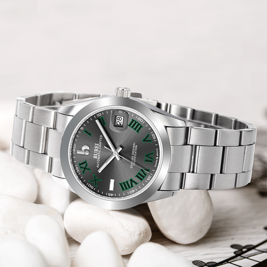 BUREI Luxury Automatic Watch 36mm, Fashion Waterproof Mechanical Watch, Adjustable Stainless Steel Two Tone Strap