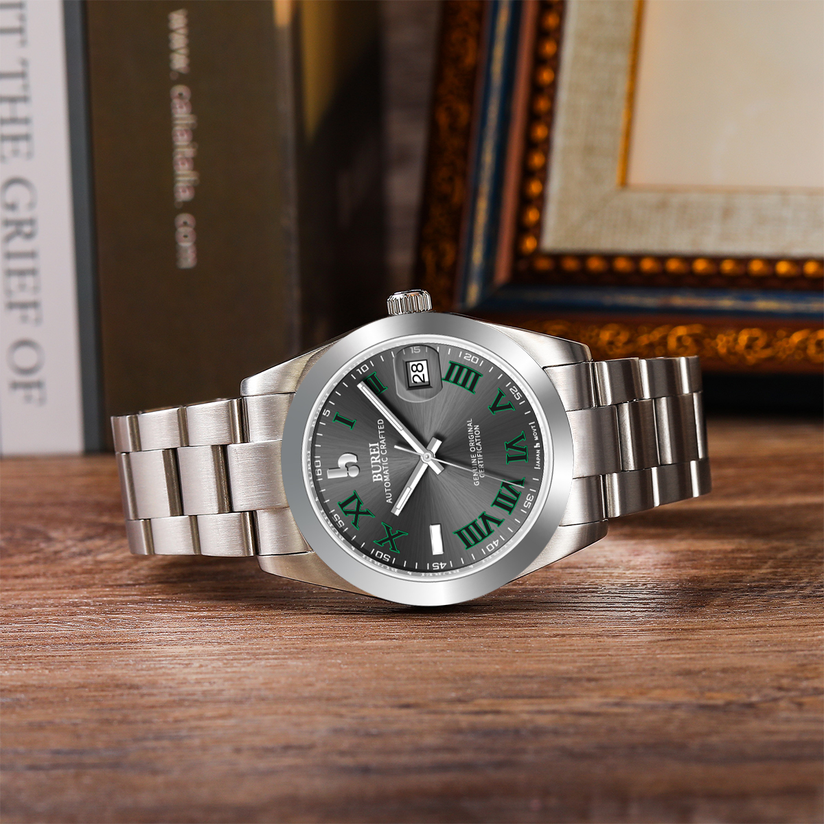 BUREI Luxury Automatic Watch 36mm, Fashion Waterproof Mechanical Watch, Adjustable Stainless Steel Two Tone Strap