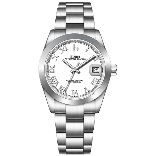 BUREI Luxury Automatic Watch 36mm, Fashion Waterproof Mechanical Watch, Adjustable Stainless Steel Two Tone Strap