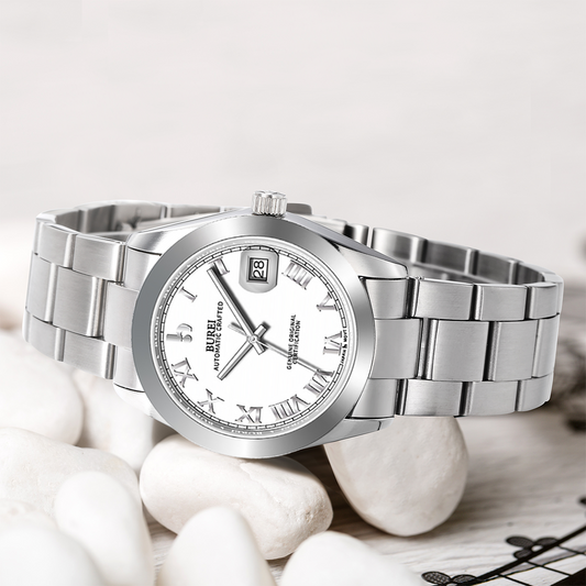 BUREI Luxury Automatic Watch 36mm, Fashion Waterproof Mechanical Watch, Adjustable Stainless Steel Two Tone Strap