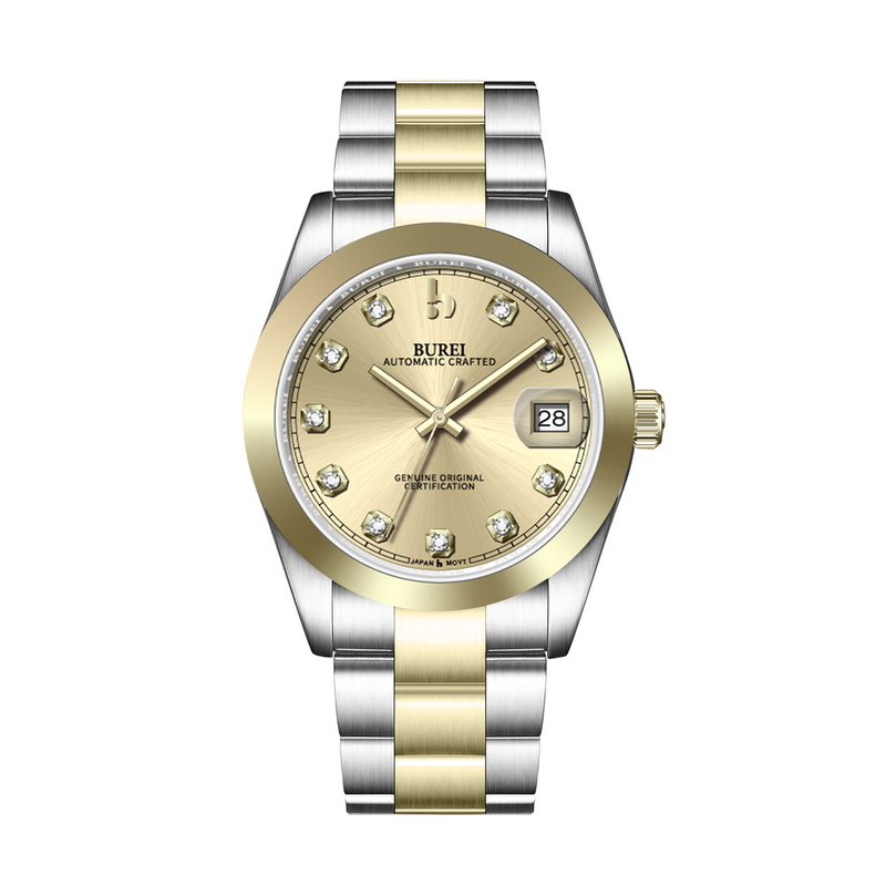 BUREI Men's Luxury Automatic Watch Fashion Waterproof Mechanical Watch, Adjustable Stainless Steel Two Tone Strap,Gift for Men