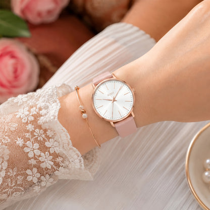 BUREL Women's Minimalist Large Face Leather Watch