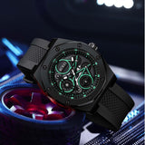 BUREI Mens Watches Fashion Geometric Design Quartz Watch for Men Silicone Waterproof Sport Casual Classical Fashion Wrist Watches Gift for Men