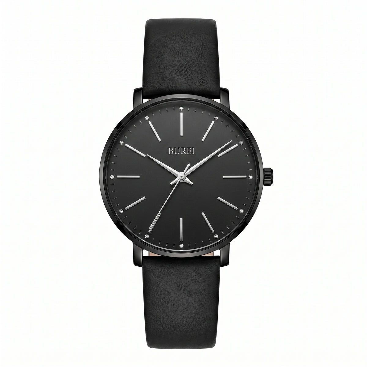BUREL Women's Minimalist Large Face Leather Watch