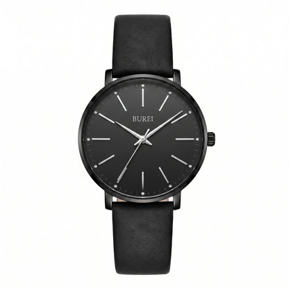 BUREL Women's Minimalist Large Face Leather Watch