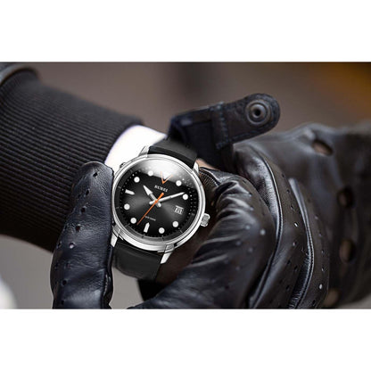 BUREI Men's Diving Watch 500 Meters Waterproof Mechanical Watch Large Dial Fashion Stainless Steel Watch Silicone Strap Luminous Pointer