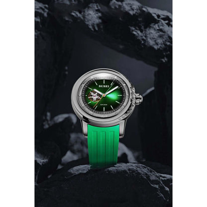 BUREI Men's Diving Watch 500 Meters Waterproof Mechanical Watch Large Dial Fashion Men's Watches Titanium Steel Dial Silicone Strap Luminous Pointer
