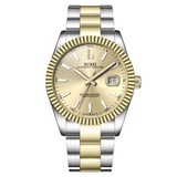 BUREI Men's Watch 41mm, Classic Stainless Steel, Waterproof Machine Watch with Date, Sapphire Crystal, Business Dress Wristwatch