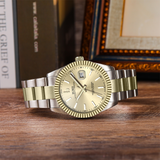 BUREI Men's Watch 41mm, Classic Stainless Steel, Waterproof Machine Watch with Date, Sapphire Crystal, Business Dress Wristwatch