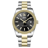 BUREI Men's Watch 41mm, Classic Stainless Steel, Waterproof Machine Watch with Date, Sapphire Crystal, Business Dress Wristwatch