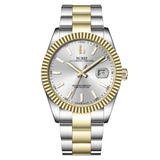 BUREI Men's Watch 41mm, Classic Stainless Steel, Waterproof Machine Watch with Date, Sapphire Crystal, Business Dress Wristwatch