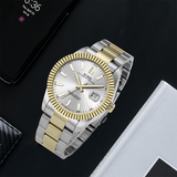 BUREI Men's Watch 41mm, Classic Stainless Steel, Waterproof Machine Watch with Date, Sapphire Crystal, Business Dress Wristwatch