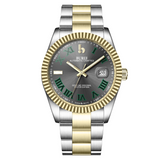 BUREI Men's Watch 41mm, Classic Stainless Steel, Waterproof Machine Watch with Date, Sapphire Crystal, Business Dress Wristwatch