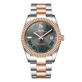 BUREI Men's Watch 41mm, Classic Stainless Steel, Waterproof Machine Watch with Date, Sapphire Crystal, Business Dress Wristwatch
