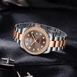 BUREI Men's Watch 41mm, Classic Stainless Steel, Waterproof Machine Watch with Date, Sapphire Crystal, Business Dress Wristwatch