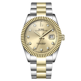 BUREI Men's Watch 41mm, Classic Stainless Steel, Waterproof Machine Watch with Date, Sapphire Crystal, Business Dress Wristwatch