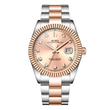 BUREI Men's Watch 41mm, Classic Stainless Steel, Waterproof Machine Watch with Date, Sapphire Crystal, Business Dress Wristwatch