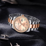 BUREI Men's Watch 41mm, Classic Stainless Steel, Waterproof Machine Watch with Date, Sapphire Crystal, Business Dress Wristwatch