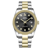 BUREI Men's Watch 41mm, Classic Stainless Steel, Waterproof Machine Watch with Date, Sapphire Crystal, Business Dress Wristwatch