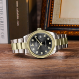 BUREI Men's Watch 41mm, Classic Stainless Steel, Waterproof Machine Watch with Date, Sapphire Crystal, Business Dress Wristwatch