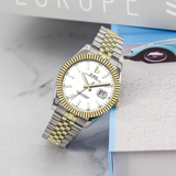 BUREI Men's Watch 41mm, Classic Stainless Steel, Waterproof Machine Watch with Date, Sapphire Crystal, Business Dress Wristwatch